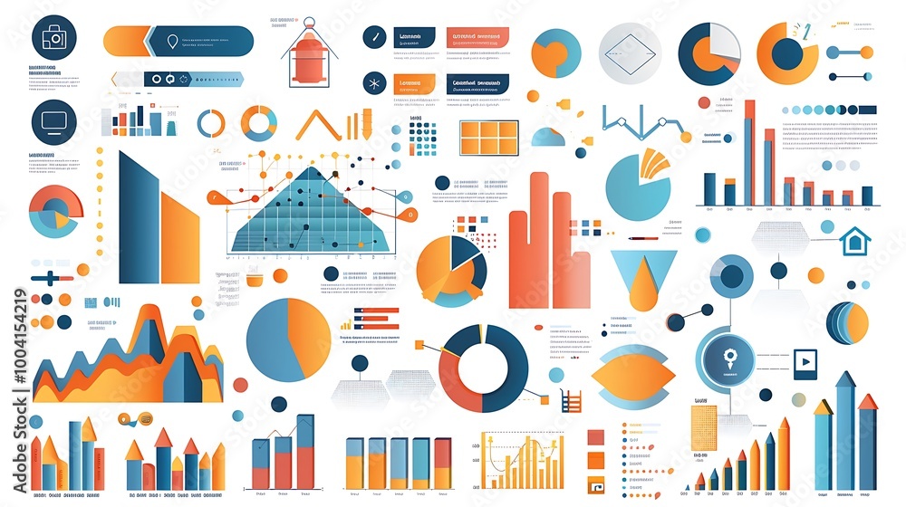 Infographic elements including charts, diagrams, and icons, designed for easy integration into presentations and reports. The elements are displayed on a white canvas, showcasing their versatility Infographic elements including charts, diagrams, and icons, designed for easy integration into presentations and reports. The elements are displayed on a white canvas, showcasing their versatility