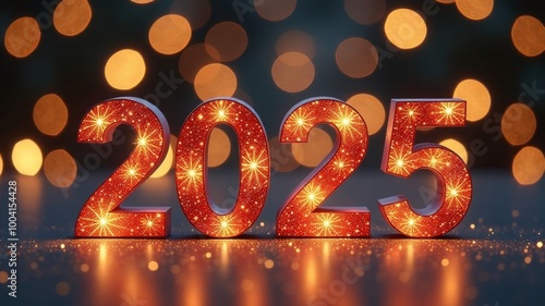 
3d numbers 2025 symbol of the new year