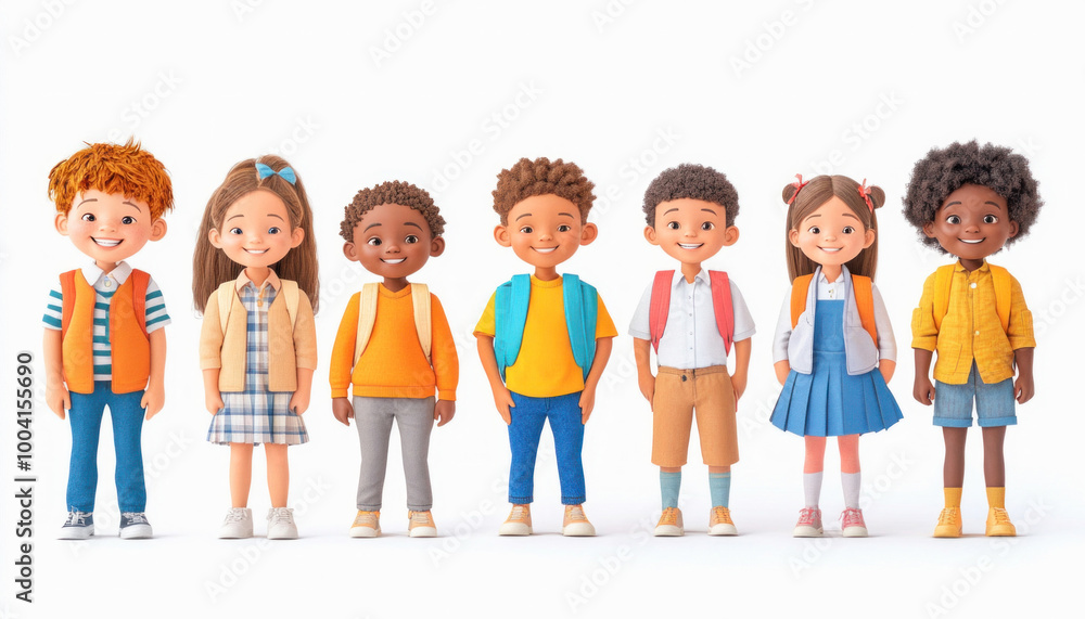 Obraz premium Diverse group of elementary school students smiling together