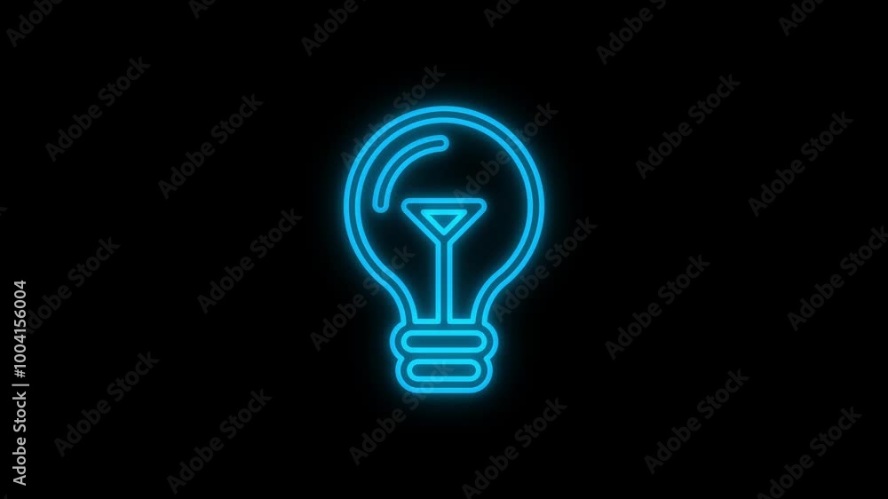 Glowing neon idea sign animation on a black background. Glowing neon idea sign animation on a black background.