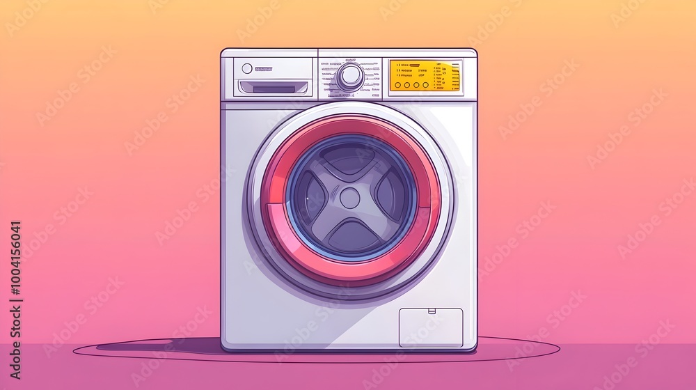 Fototapeta premium Sleek Washing Machine in Gradient Pink and White Background
