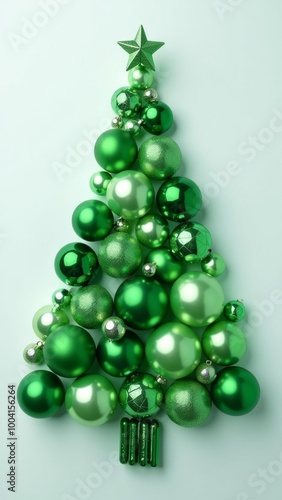 
beautiful New Year and Christmas tree lined with Christmas balls