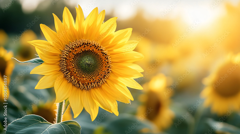 A vibrant close-up photograph of a sunflower in full bloom, with bright yellow petals and a detailed center. A vibrant close-up photograph of a sunflower in full bloom, with bright yellow petals and a detailed center.