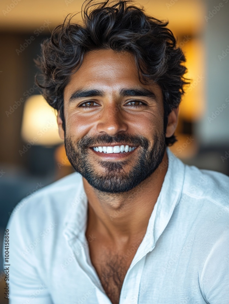 Obraz premium Smiling Man with Short Hair