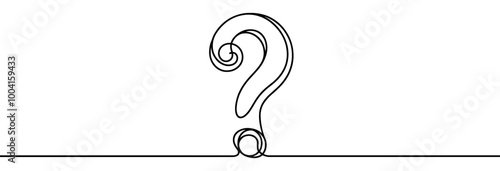 Continuous linear drawing of question mark. One line drawing background. Vector illustration. Question mark in one line style.