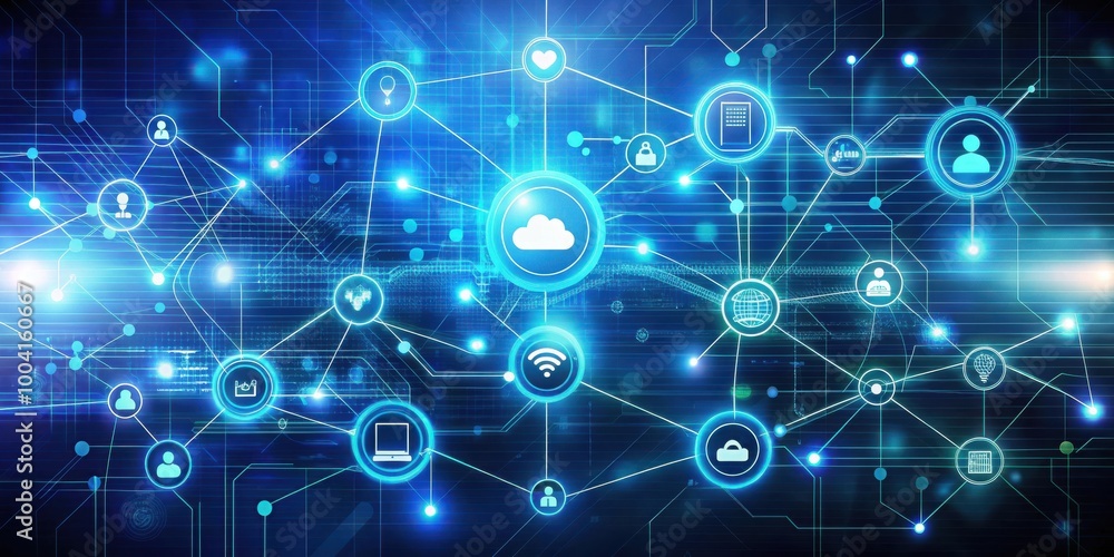 Techno background for IoT internet of things with futuristic digital elements for technology concept design Techno background for IoT internet of things with futuristic digital elements for technology concept design
