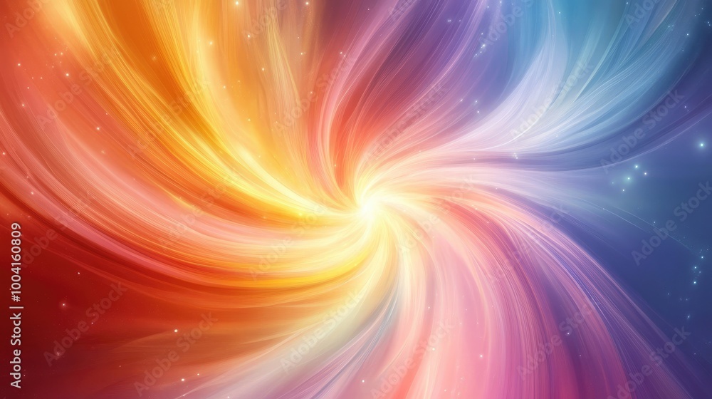 Obraz premium Stunning abstract starburst with radiant colors swirling from the center, accented by soft light trails and gentle textures for a dynamic effect