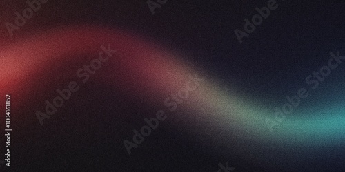 A curved arc of light with a gradient blending from ruby red to turquoise, noise texture effect
