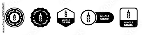 Whole Grain - vector signs for food product package labeling.