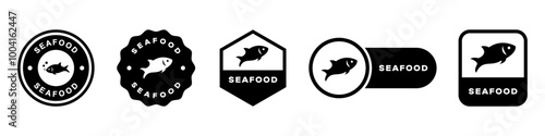 Seafood - vector signs for product package labeling.
