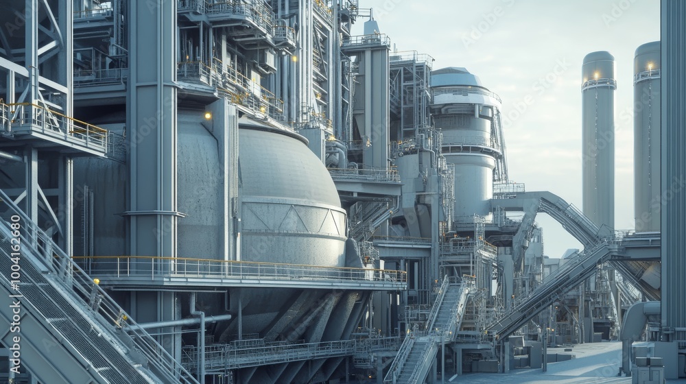 Industrial Plant with Large Tanks and Pipes. Industrial Plant with Large Tanks and Pipes.