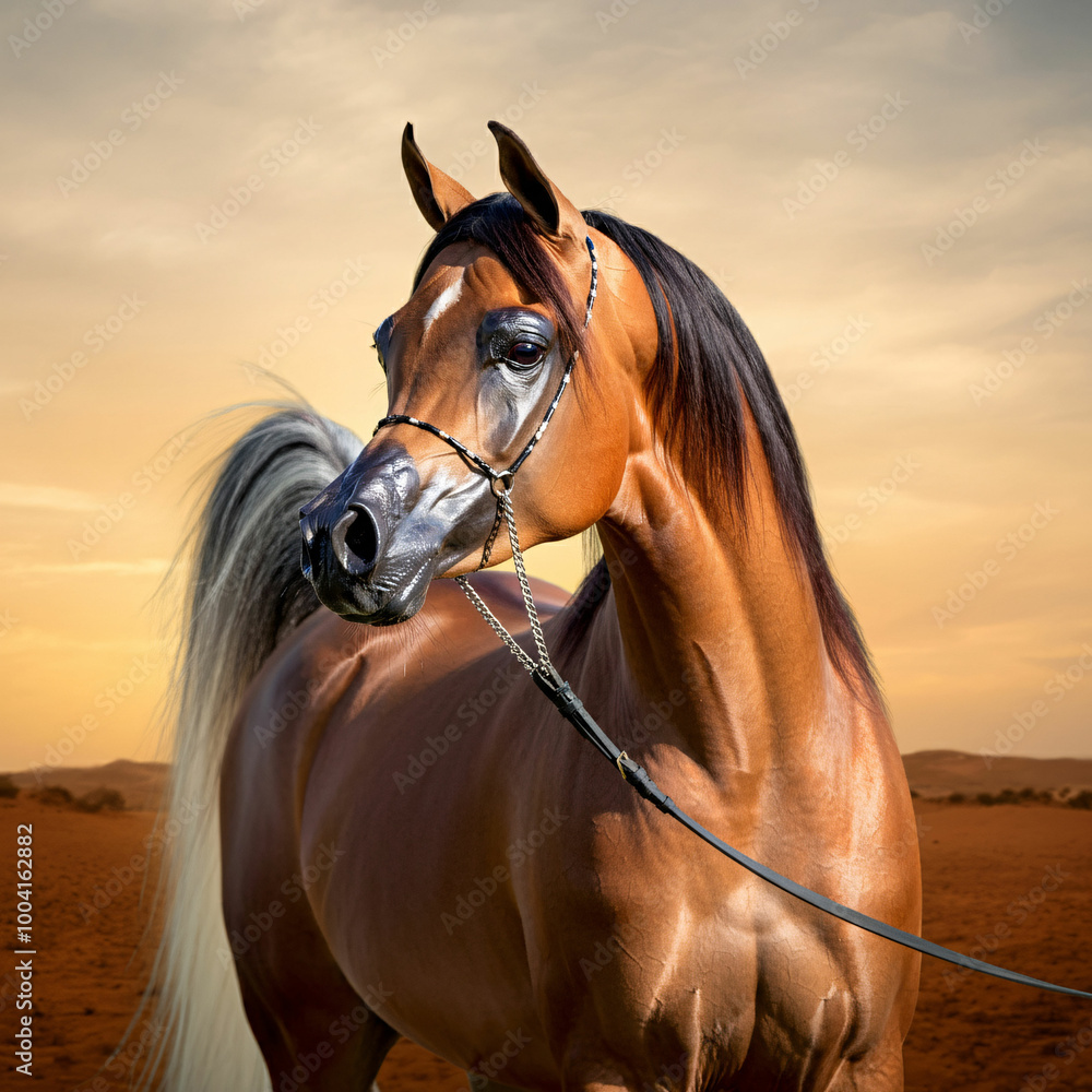 Obraz premium Arabian horse, horse in the sun 