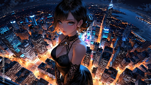 ネオン街、日本人の少女