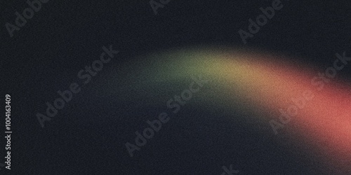 A curved arc of light with a gradient blending from lime green to cora, noise texture effect photo