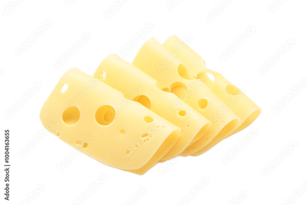 Cheese slices isolated on white background. Cheese slices isolated on white background.