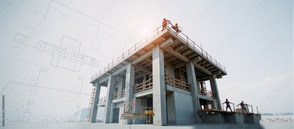 custom made wallpaper toronto digitalDigital blend of architecture engineering featuring double-exposure graphical elements ConstructionEngineering Design