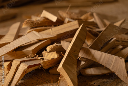 plywood scraps in a furniture workshop
