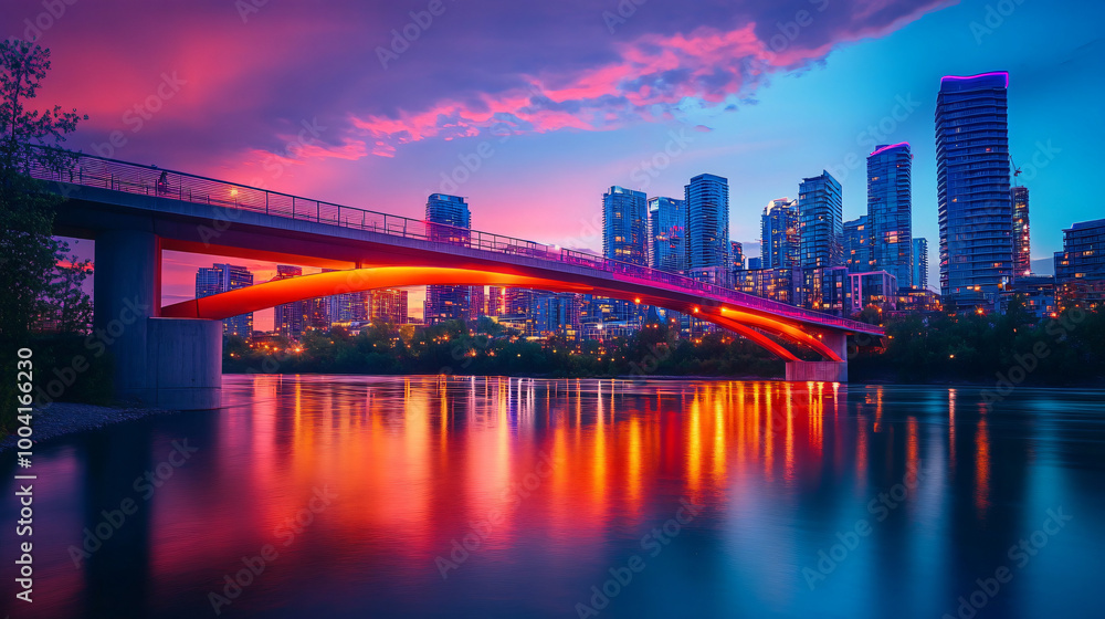 Obraz premium A vibrant bridge connecting two cultural districts