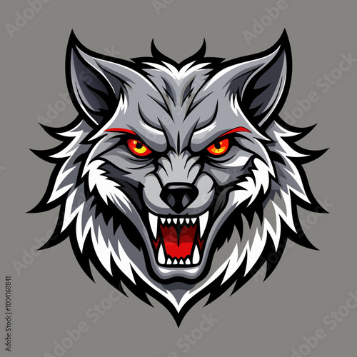 A fierce wolf head illustration