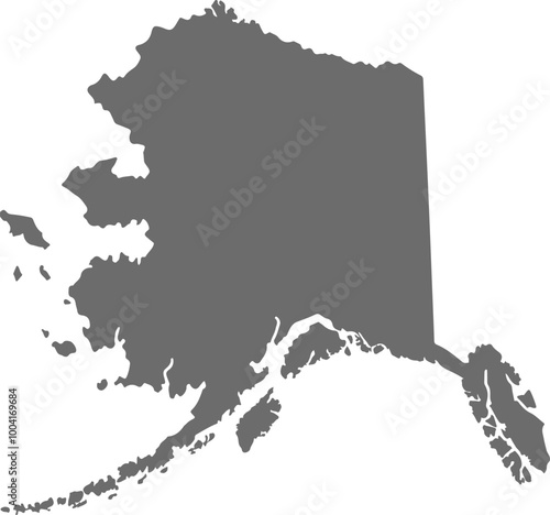 alaska map silhouette design vector art illustration isolated on transparent background