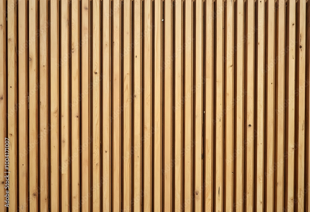 Wooden wall made of slats, showcasing natural and warm texture Wooden wall made of slats, showcasing natural and warm texture