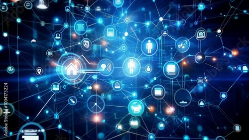 Wallpaper Mural motion background with social network icon and system network tech future Torontodigital.ca