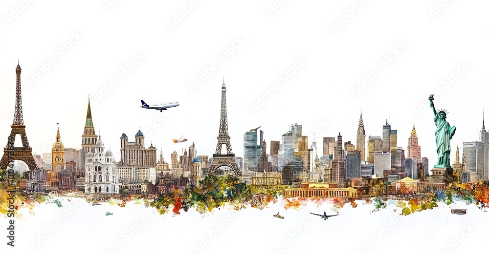 Timeless architectural landmarks in clean backdrop: celebrating iconic marvels. Timeless architectural landmarks in clean backdrop: celebrating iconic marvels.