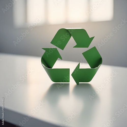 Green eco social recycling icon recycle logo symbol ecological waste management zero waste sign 3d