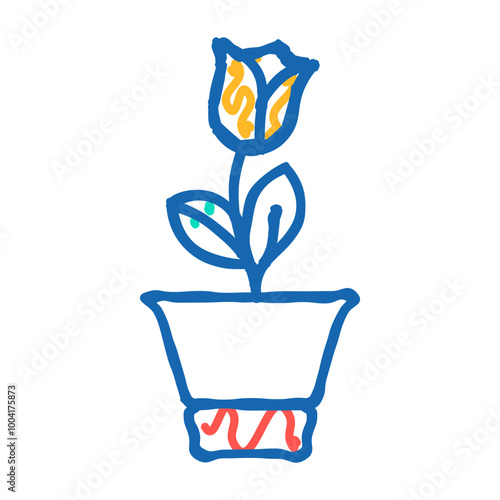 loekaryd potted flower doodle icon sketch vector. loekaryd potted flower sign. isolated symbol illustration
