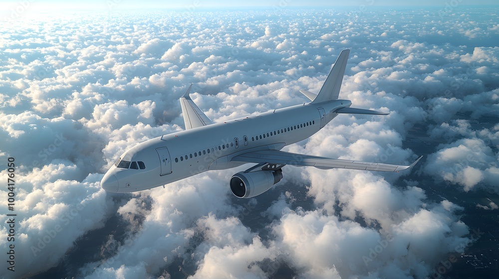 Realistic 3D Rendering of Airplane Gliding in Clouds Realistic 3D Rendering of Airplane Gliding in Clouds