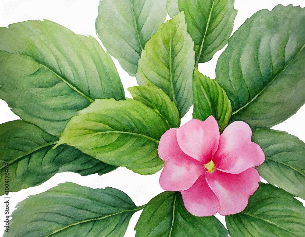 Watercolor Balsam Isolated on White Background. Beautiful Balsam Flower Watercolor Balsam Isolated on White Background. Beautiful Balsam Flower