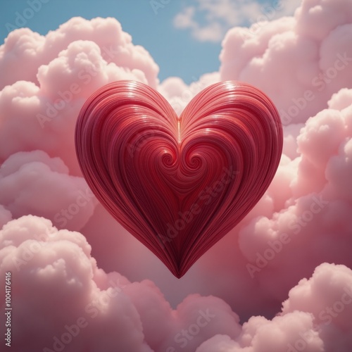 Valentine-themed cloudscape with an abstract representation of intertwined hearts photo