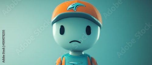 Profile picture of a sad stick figure Miami Dolphins fan, downhearted expression, Dolphins gear, simple and poignant photo