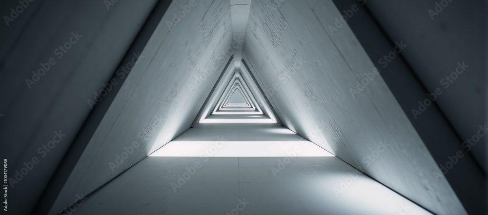 Obraz premium Computer-generated abstraction depicting a triangular futuristic hallway