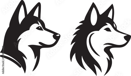 Classic Laika Dog Head Silhouette Style vector art