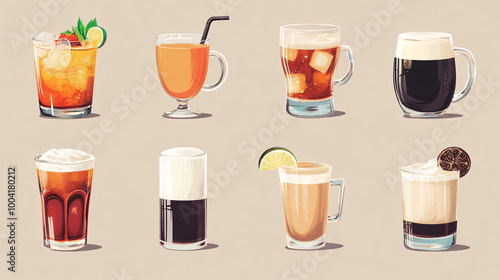 Wallpaper Mural A variety of vector graphics showcasing transportation methods in urban settings. Torontodigital.ca