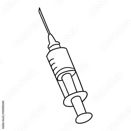 Hand drawn doodle syringe on white background.
