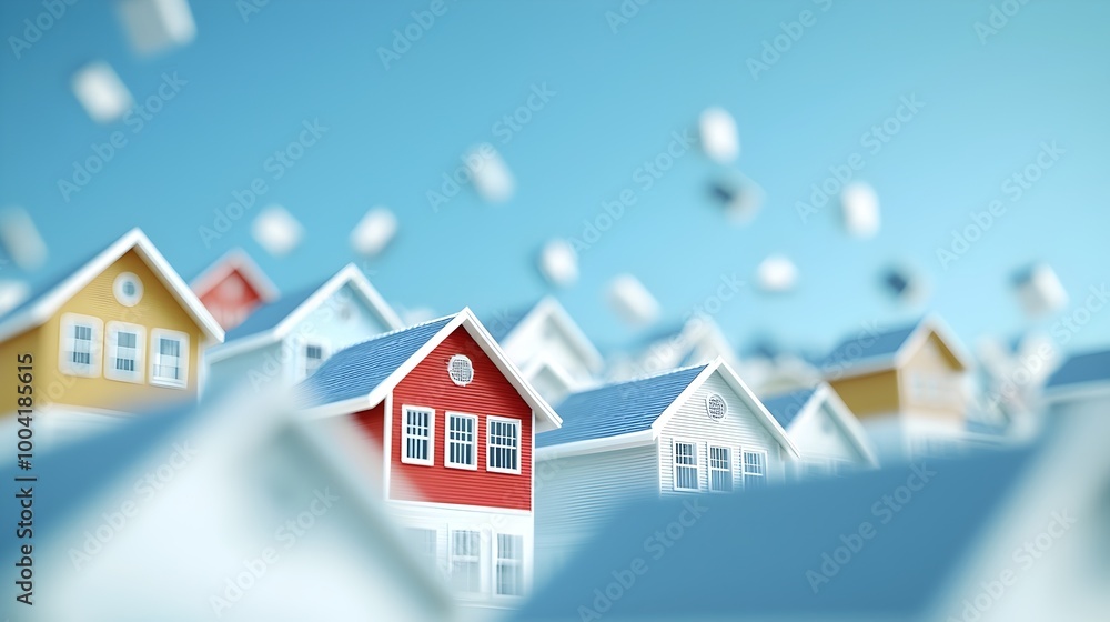 Financial Crisis in Housing Market - 3D Render Illustrating Mortgage Defaults and Collapsing Homes Amidst Widespread Economic Instability and Foreclosures Financial Crisis in Housing Market - 3D Render Illustrating Mortgage Defaults and Collapsing Homes Amidst Widespread Economic Instability and Foreclosures