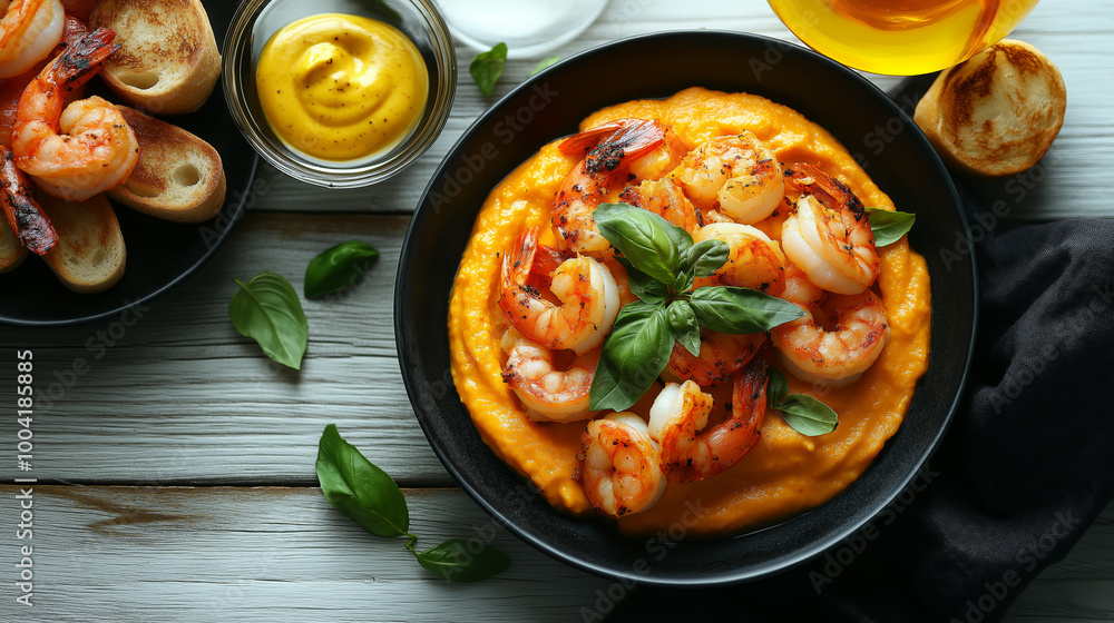 Grilled Shrimp with Creamy Polenta and Herbs Grilled Shrimp with Creamy Polenta and Herbs