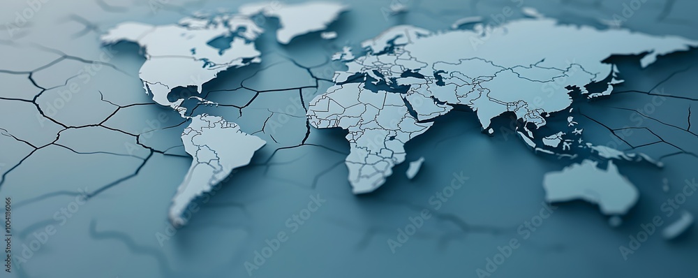 Obraz premium Fragile Emerging Markets on the Edge of Financial Instability - Conceptual 3D Render of Global Contagion Threatening Vulnerable Economies