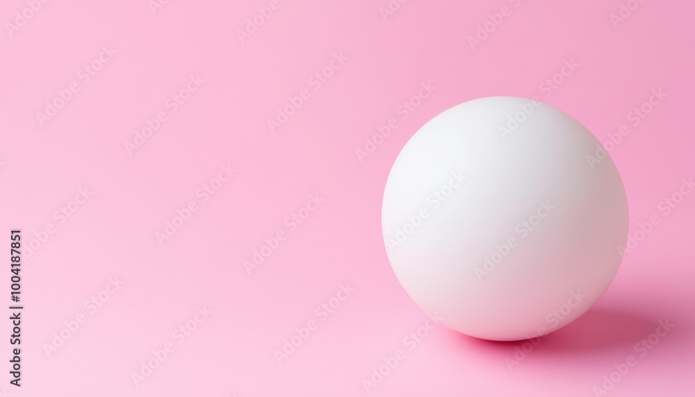 Fototapeta premium Minimalist white ball on a soft pink background, creating a simple yet striking aesthetic.