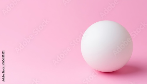 Minimalist white ball on a soft pink background, creating a simple yet striking aesthetic.