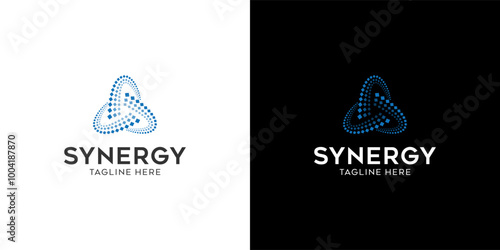 logo Synergy, the concept of two or more entities working together, The interlocking circles represent the coming together of diverse elements