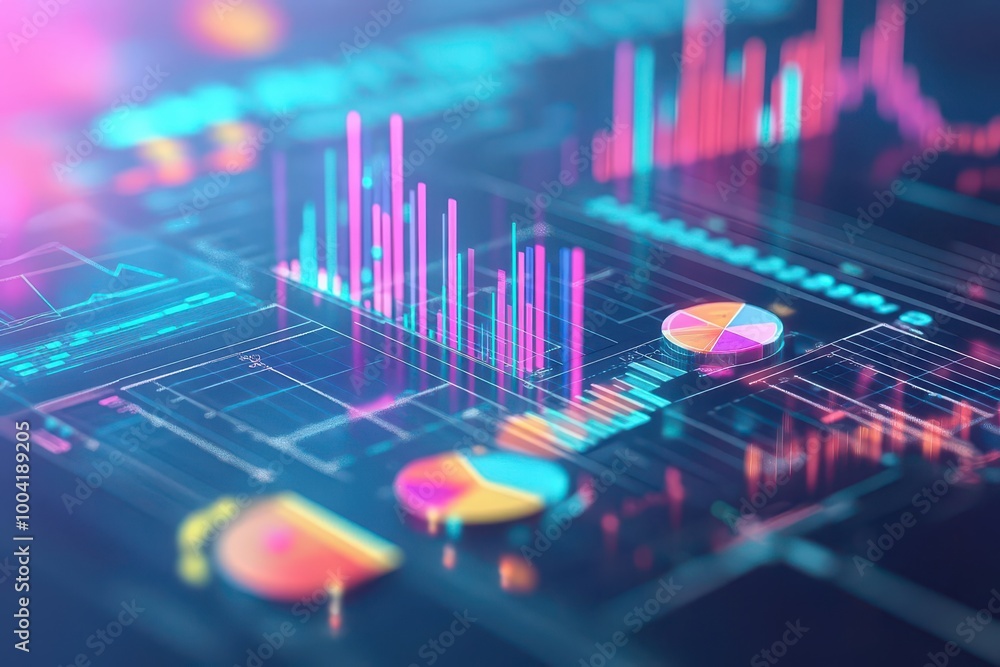 Business strategy board, charts, and financial graphs, 3D illustration Business strategy board, charts, and financial graphs, 3D illustration