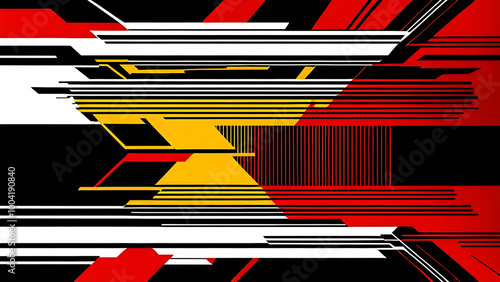 2d graphic design abstract background, black white red yellow colors, generative AI