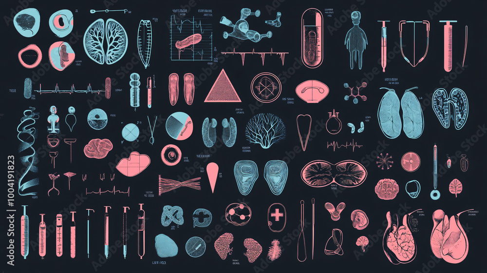 A variety of health-related symbols for medical projects. A variety of health-related symbols for medical projects.