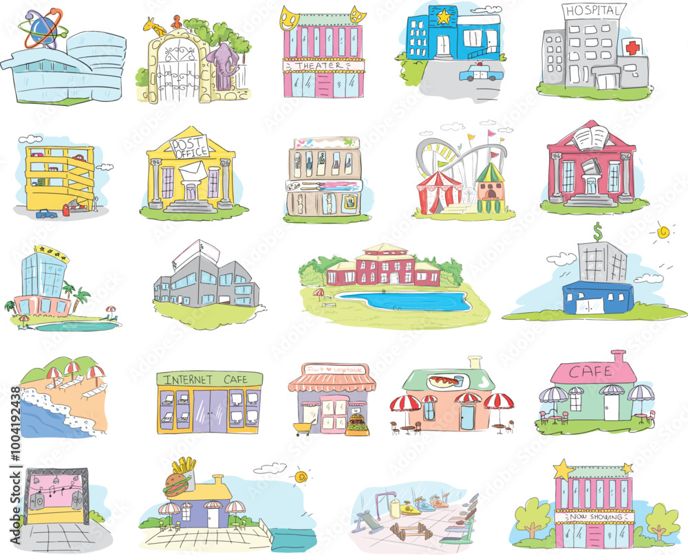 Corporate buildings drawing set. Corporate buildings drawing set.