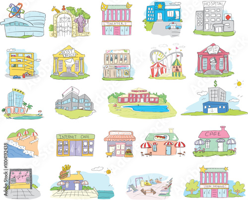 Corporate buildings drawing set.