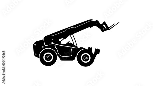 Telescopic handler, black isolated silhouette