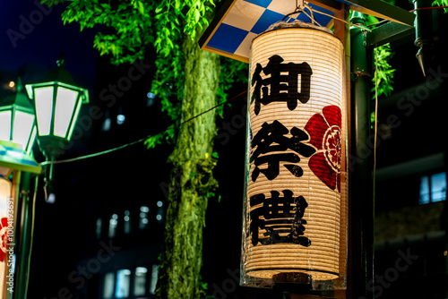 提灯が見える夜の繁華街 photo